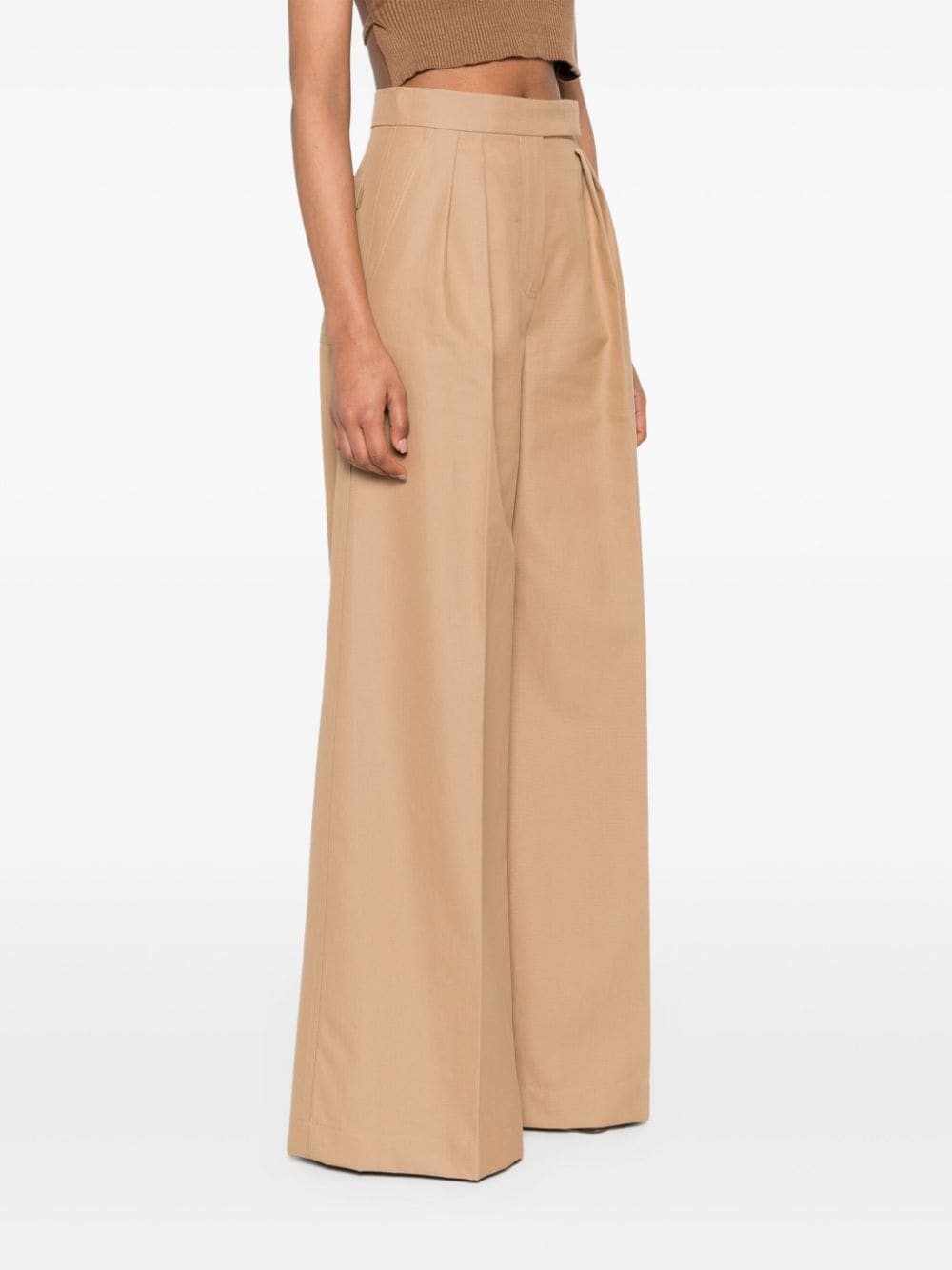 MAX MARA Beige Wide-Leg Cotton Trousers for Women - SS24