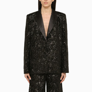 ROTATE BIRGERCHRISTENSEN Black Sequin Single-Breasted Jacket - SS24