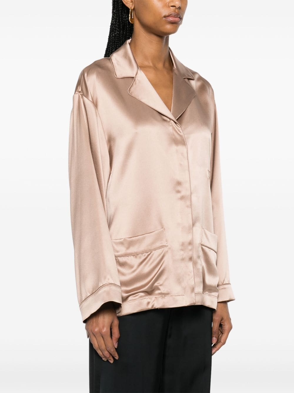 MAX MARA PIANOFORTE Elegant Silk Tunic with Notched Collar for Women