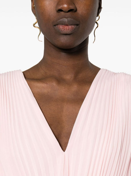 MAX MARA PIANOFORTE Blush Pink Plissé V-Neck Mini Dress for Women from the SS24 Collection