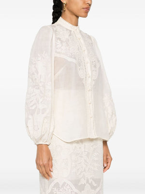 ZIMMERMANN Elegant Embroidered Linen Blouse