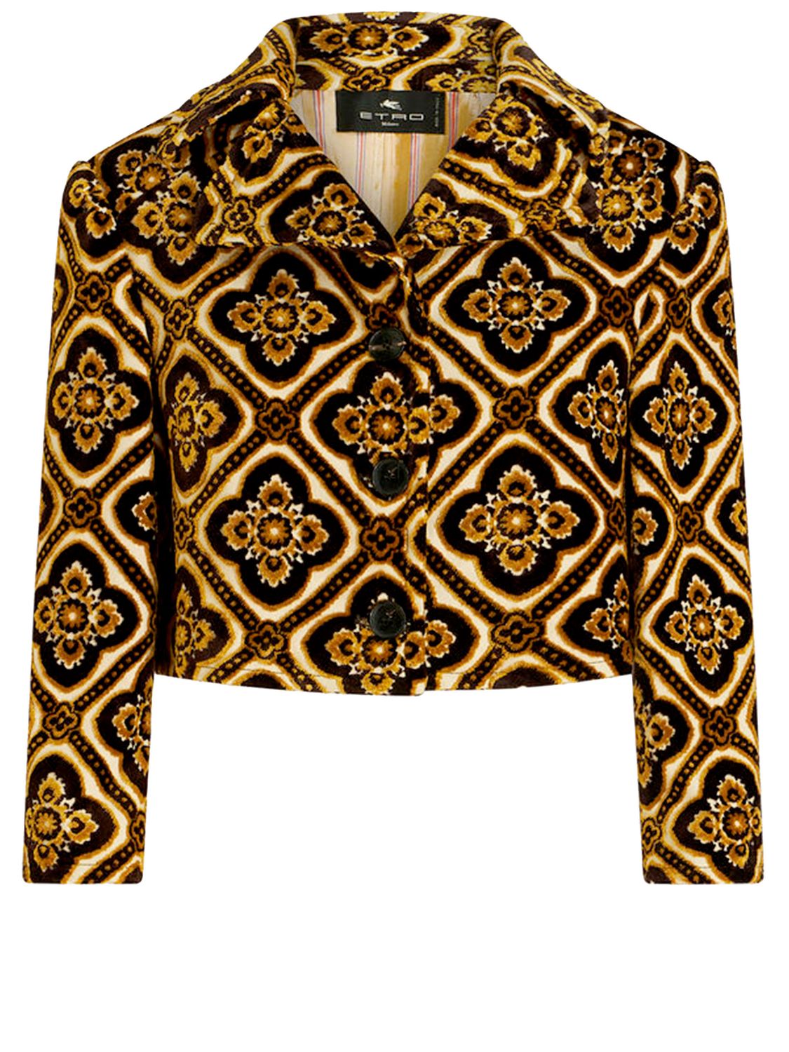 ETRO Elegant Velvet Cropped Jacket with Medallion Patterns for Women - FW23