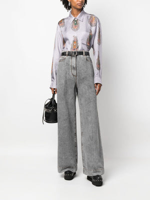 ETRO Blue High-Rise Flared Cotton Denim Jeans