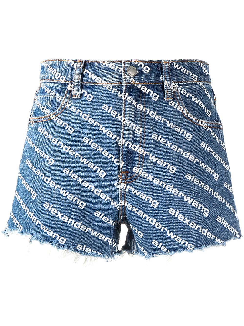 ALEXANDER WANG Chic Logo Print Mini Denim Shorts