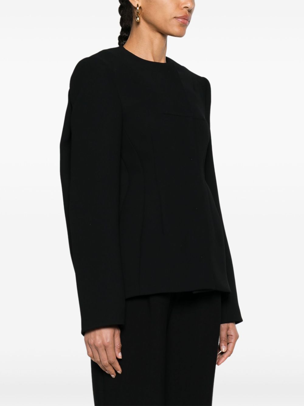 MAX MARA SPORTMAX Black Tailored Collarless Jacket - Women's Fashion SS24