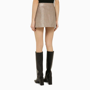 COURREGÈS Shiny Checkered Design Brown and Black Mini Skirt