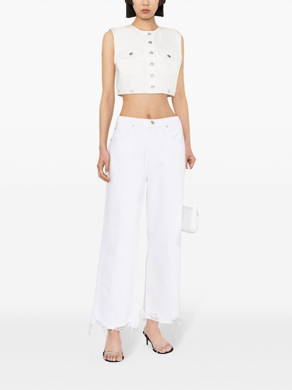 COURREGÈS Stylish White Cropped Denim Vest for Women in SS24