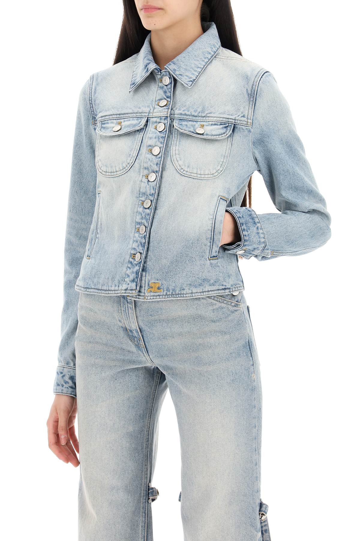 COURREGÈS Light-Washed Cotton Denim Trucker Jacket for Women