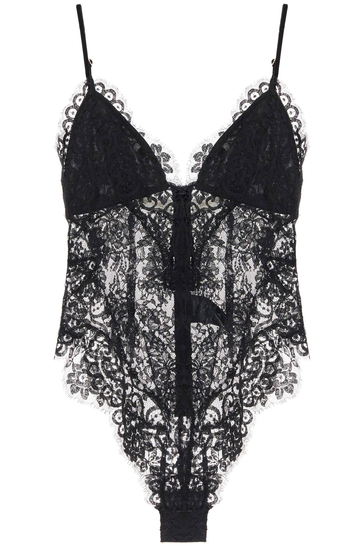 ZIMMERMANN Lace Bodysuit with Adjustable Velvet Straps - Size 0