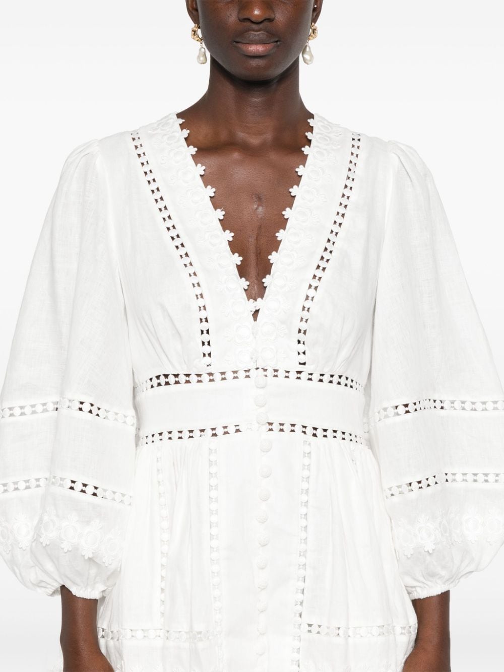 ZIMMERMANN Ivory Floral Lace Mini Dress