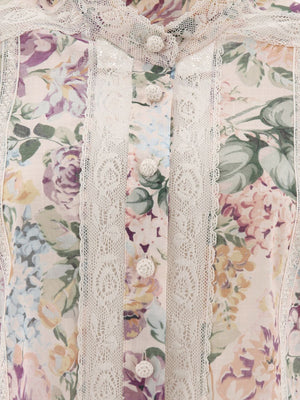 ZIMMERMANN Halliday Floral Lace Trim Shirt