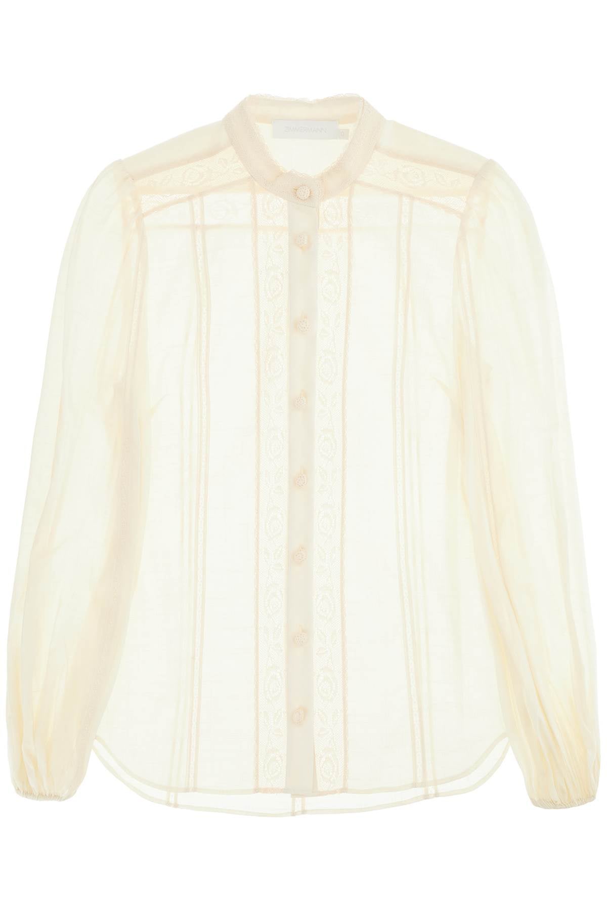 ZIMMERMANN Elegant Cream Lace-Trimmed Cotton Shirt