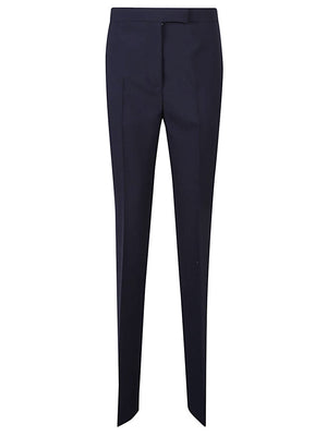 FERRAGAMO Blue Wool Trousers for Women - Asymmetrical Closure & Fillet Pocket