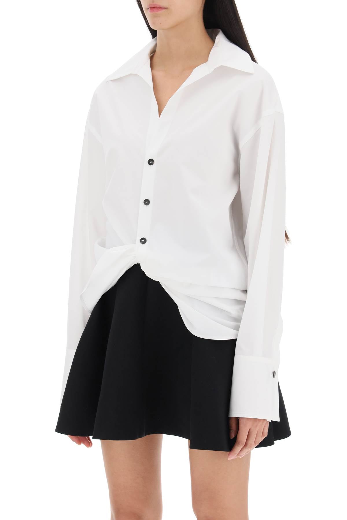 Ferragamo Elegant White Shirt with Draped Hem for Women - SS24 Collection