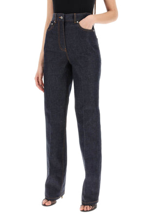 FERRAGAMO Navy Straight Jeans with Contrasting Stitching Details