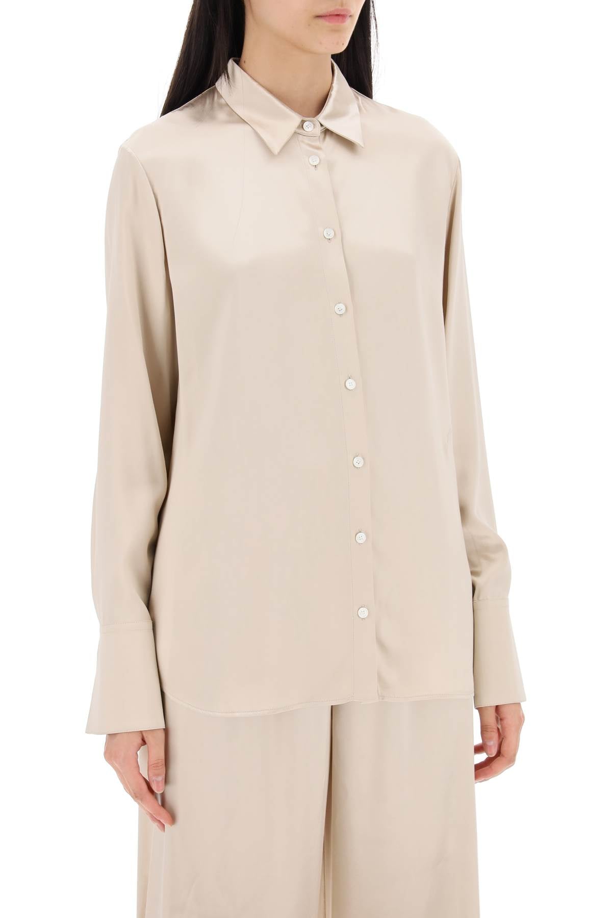 FERRAGAMO Classy Viscose Satin Shirt for Women in Neutral Tone