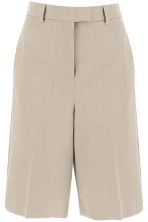 FERRAGAMO Neutral Cotton Gabardine Bermuda Shorts