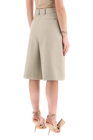 FERRAGAMO Neutral Cotton Gabardine Bermuda Shorts