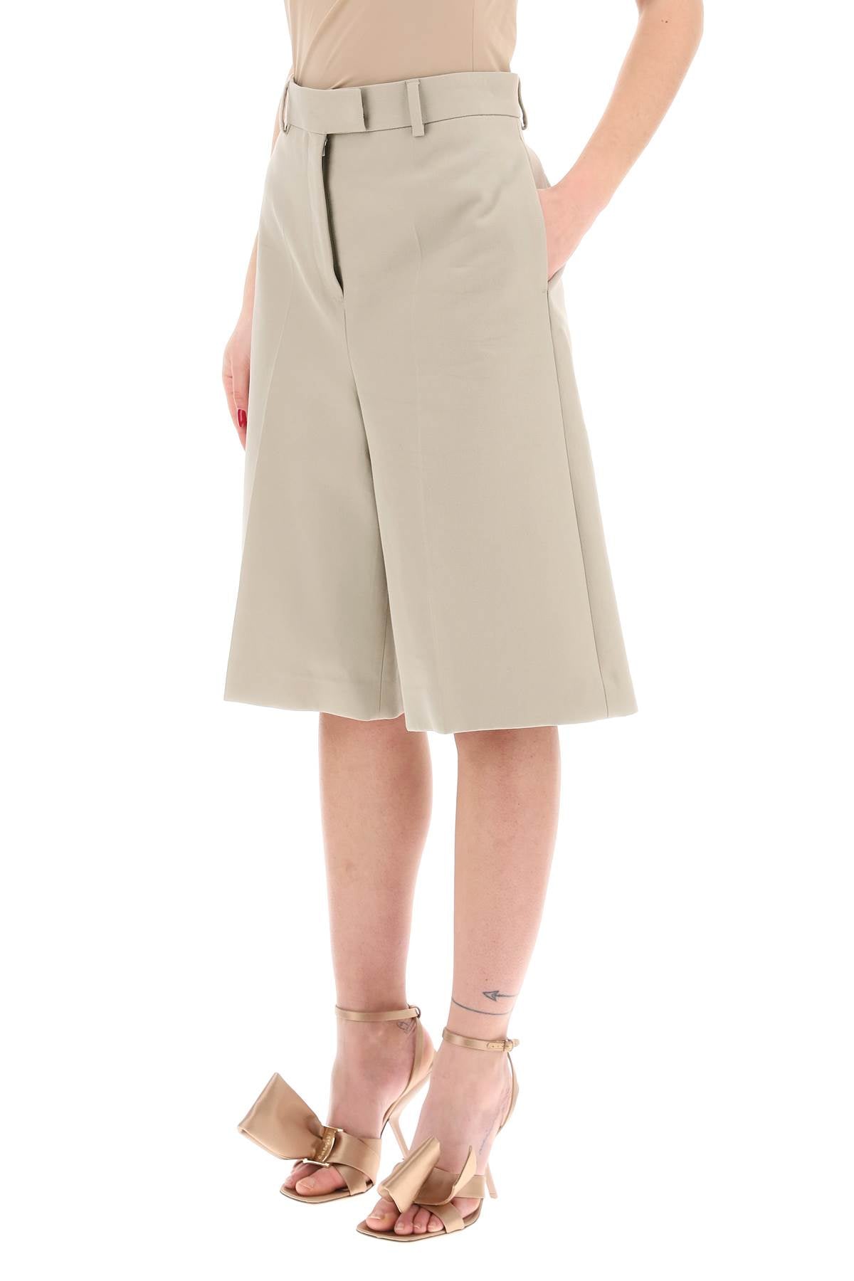 FERRAGAMO Neutral Cotton Gabardine Bermuda Shorts