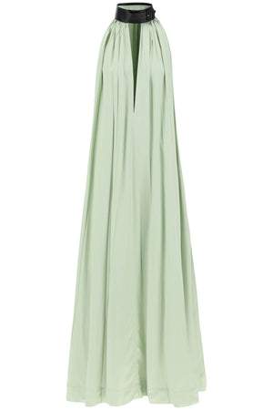 Ferragamo Elegant Maxi Dress with Faux Leather Buckle