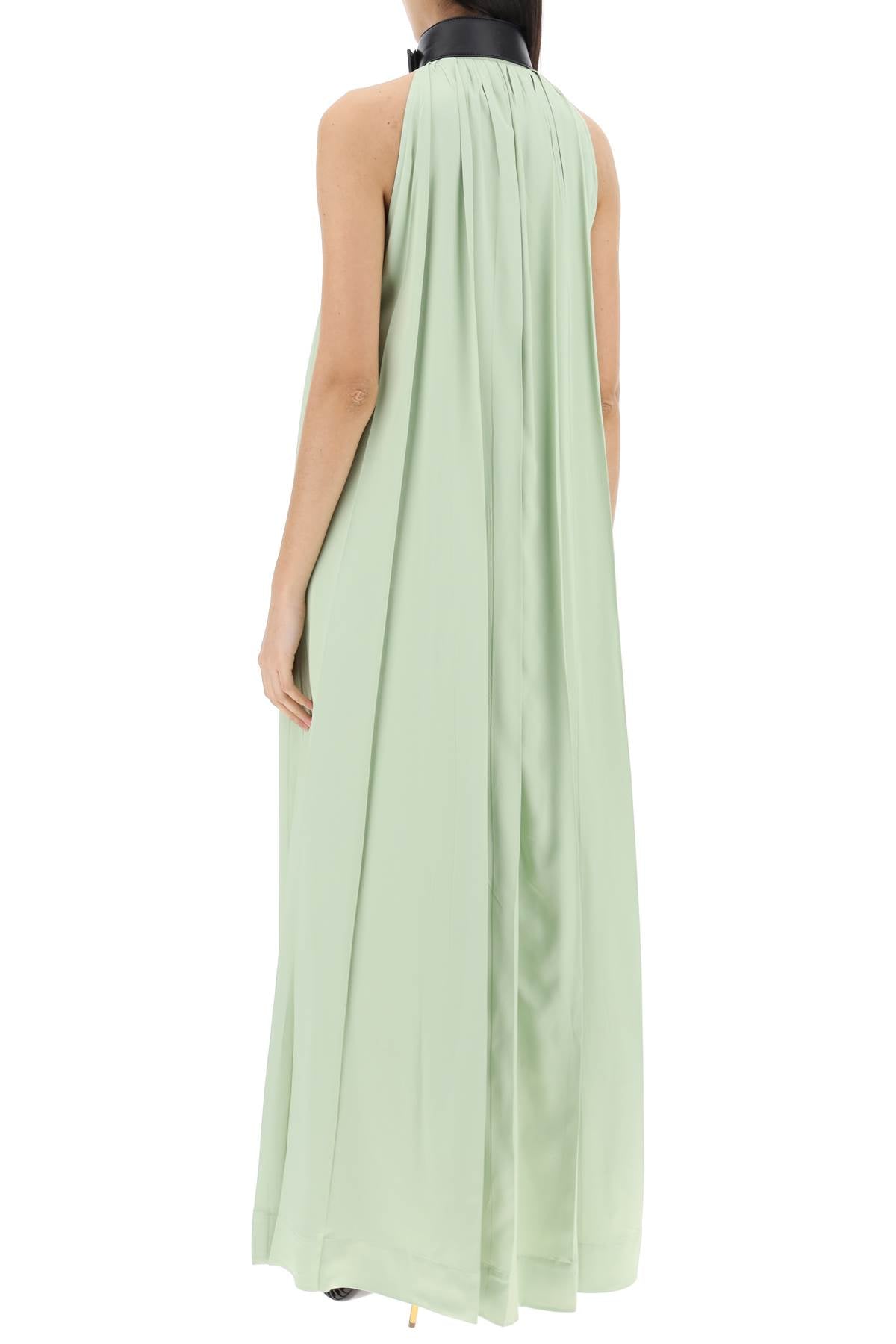 Ferragamo Elegant Maxi Dress with Faux Leather Buckle