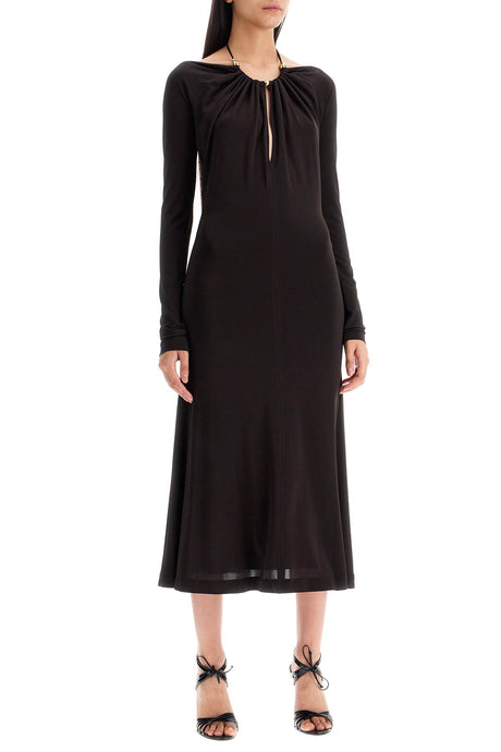 FERRAGAMO Elegant Pearl-Embellished Midi Dress