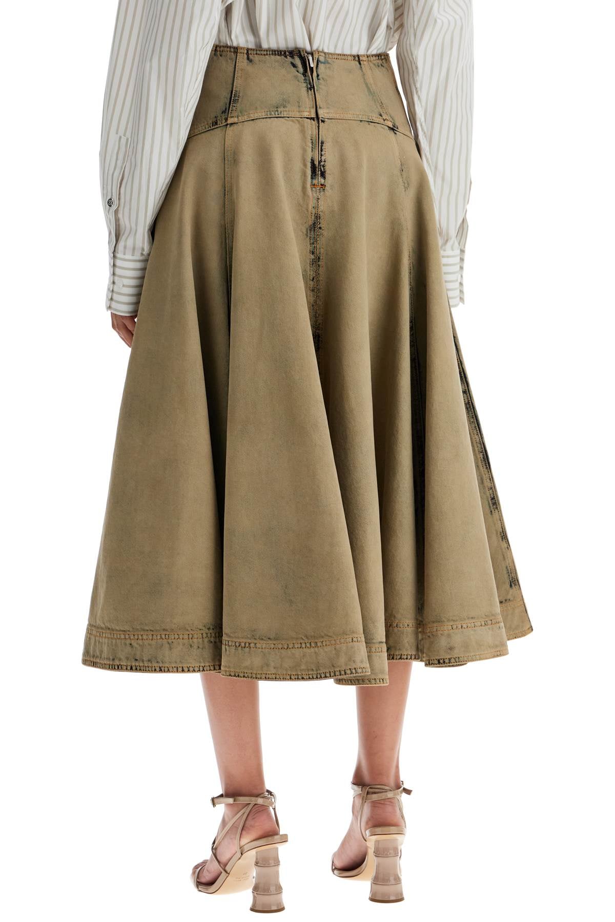 FERRAGAMO Flared Denim Midi Skirt