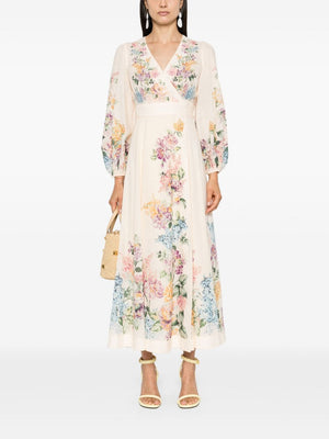 ZIMMERMANN Floral Midi Wrap Dress with Pockets