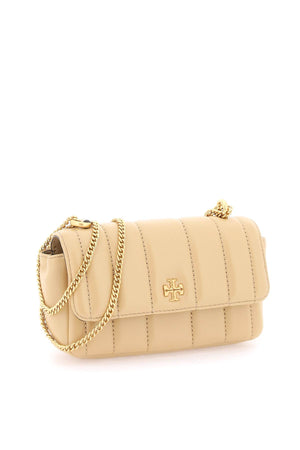 TORY BURCH Cream Kira Quilted Raffia Shoulder Handbag for Women