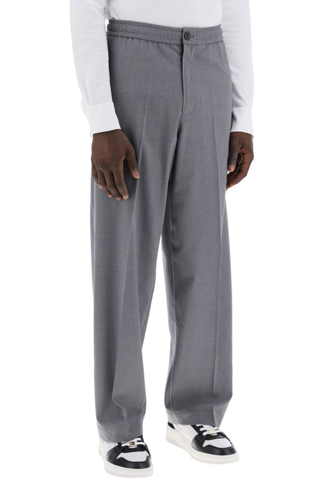 Ferragamo Men's Lightweight Wool Tailored Trousers in Canvas Fabric - FW24