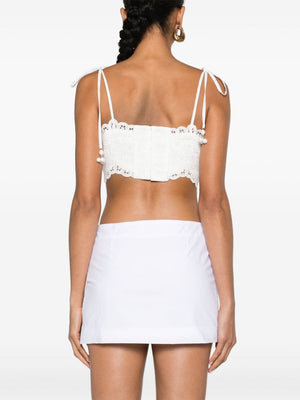 ZIMMERMANN Ivory Embroidered Cotton Bandeau Top