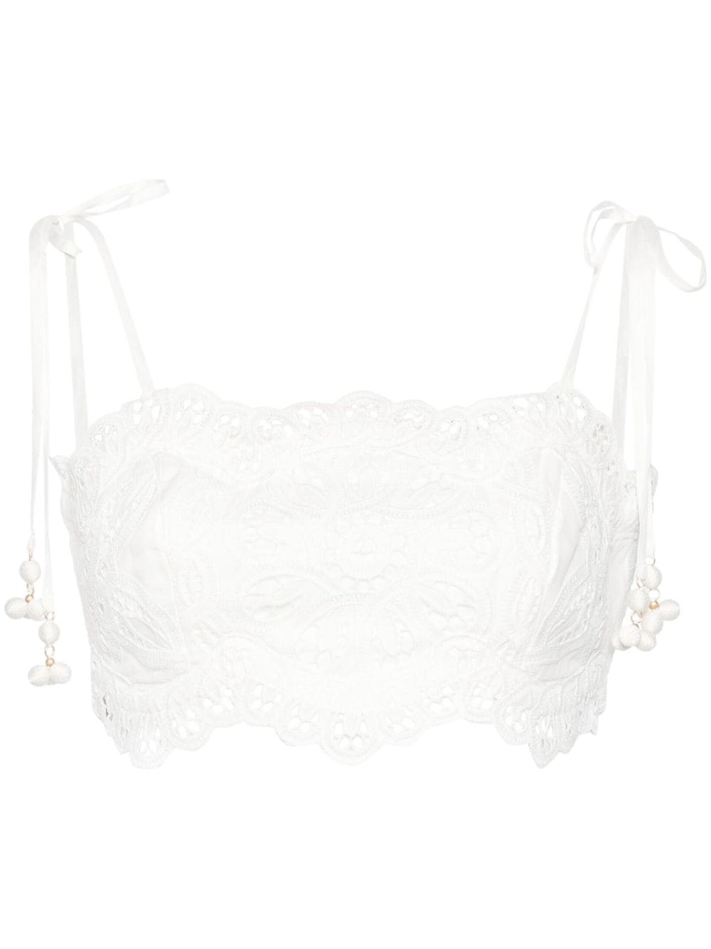 ZIMMERMANN Ivory Embroidered Cotton Bandeau Top