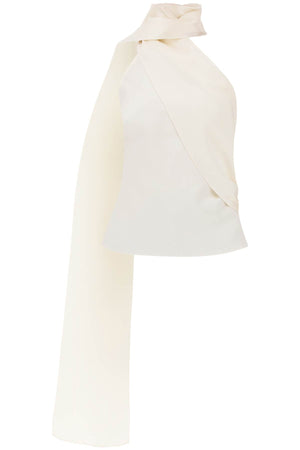 MAGDA BUTRYM Silk Wrap Neck Top with Draped Sash - Women's