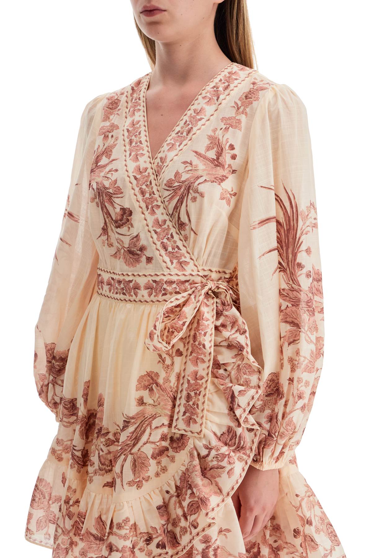 ZIMMERMANN Botanical Bliss Cotton Mini Wrap Dress