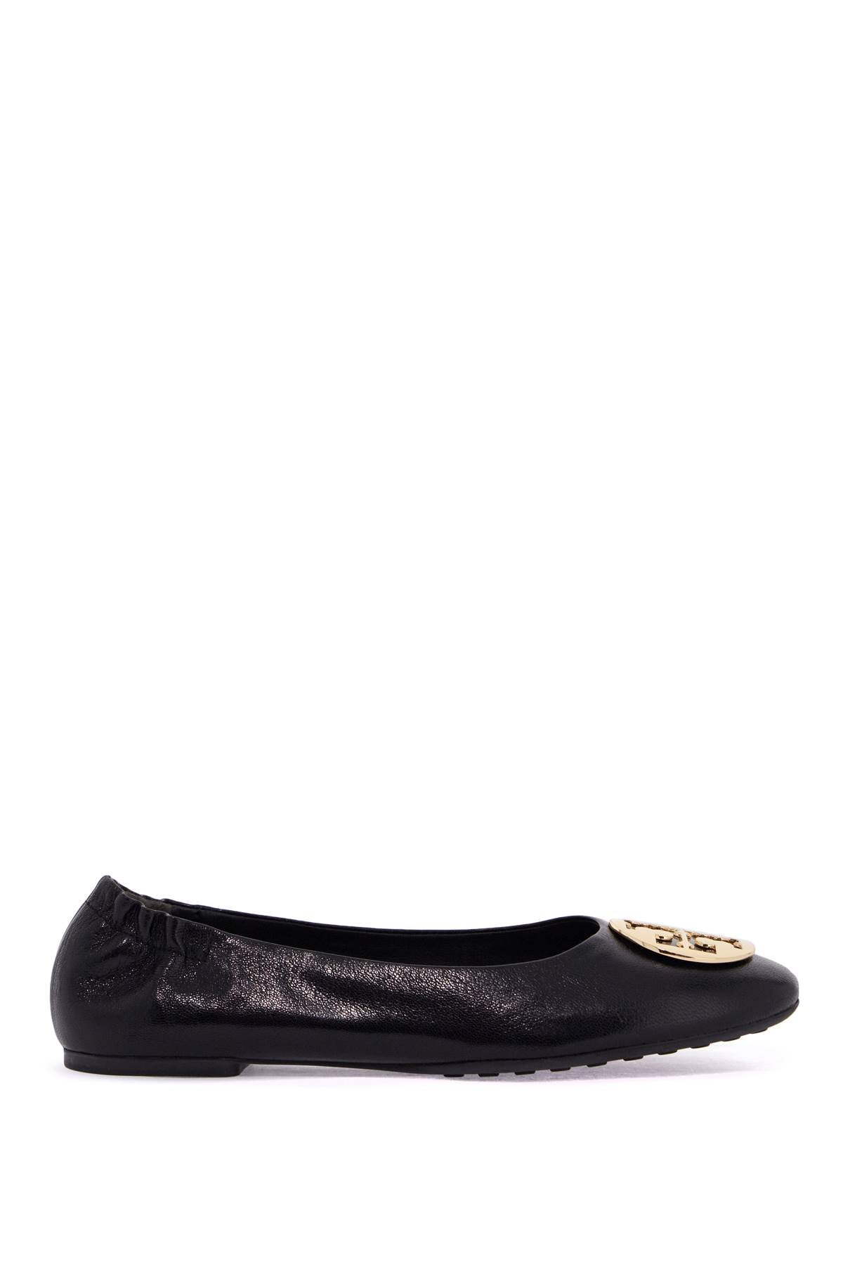 TORY BURCH Glossy Leather Ballerina Flats with Double T Buckle