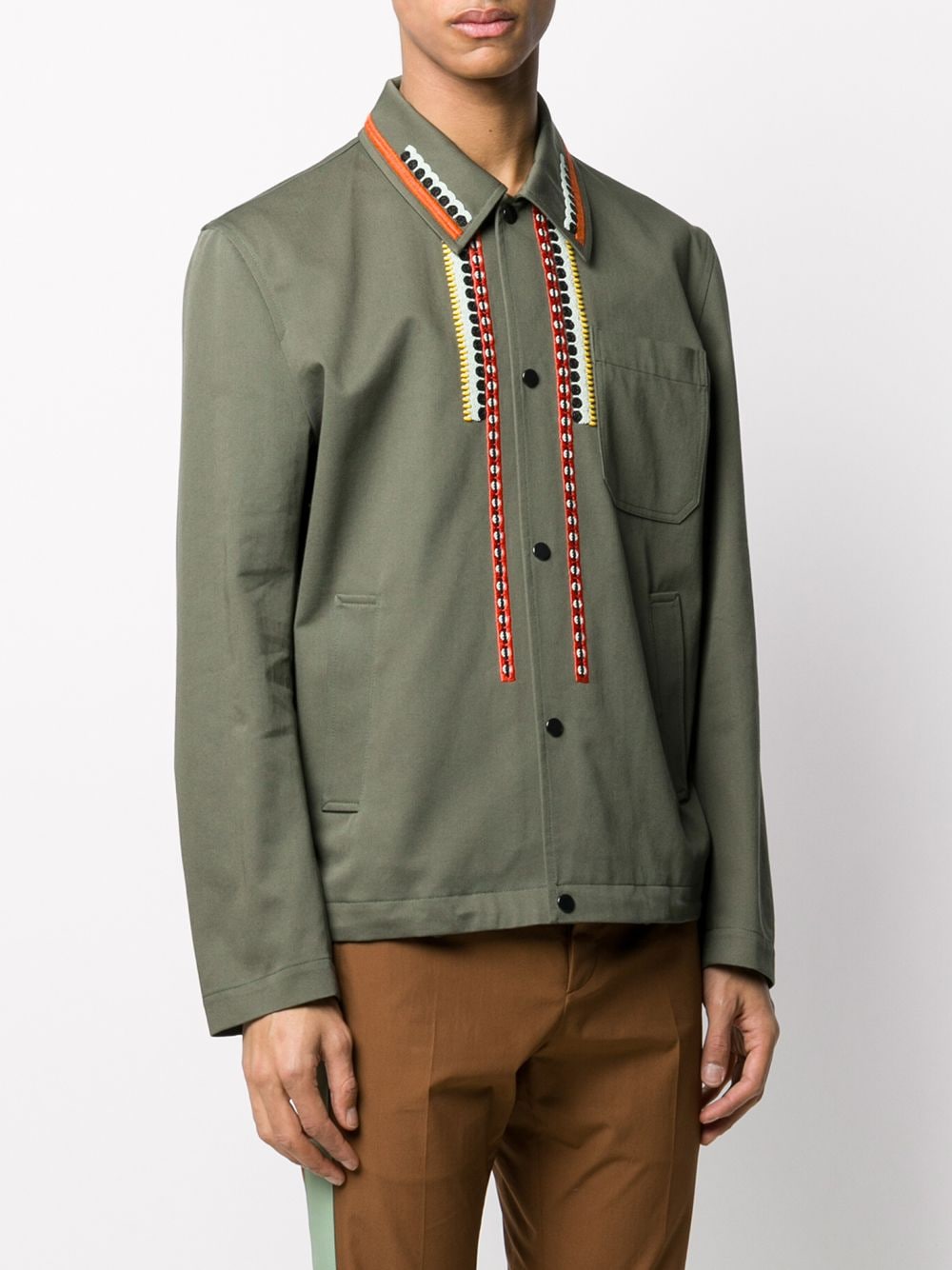 VALENTINO Olive Embroidered Shirt for Men - SS20 Collection