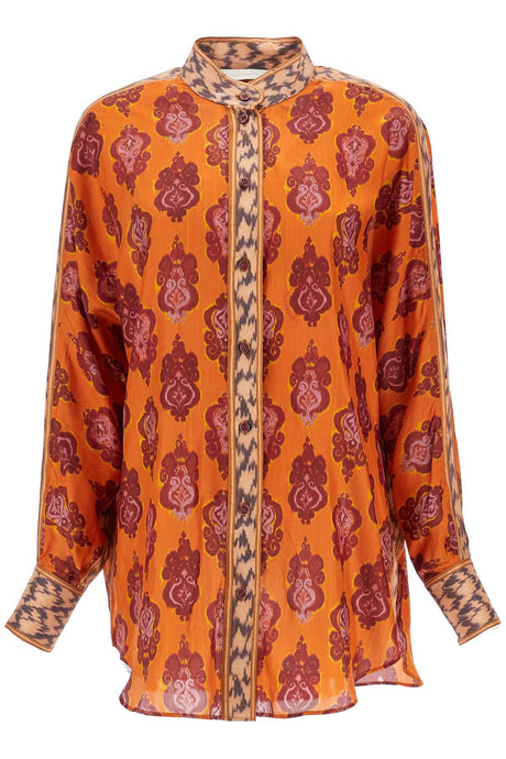 ZIMMERMANN Elegant Silk Ikat Long Sleeve Loose Fit Shirt