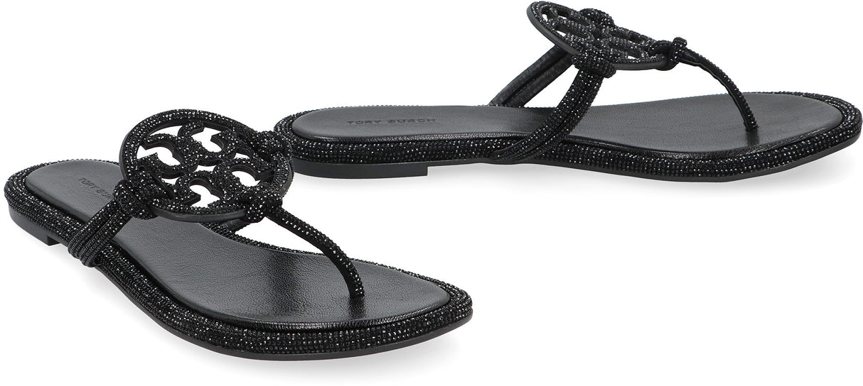 TORY BURCH Black Rhinestone All-Over Sandals for Women