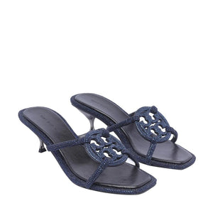 TORY BURCH Pave Geo Bombe Navy Low Heel Sandals