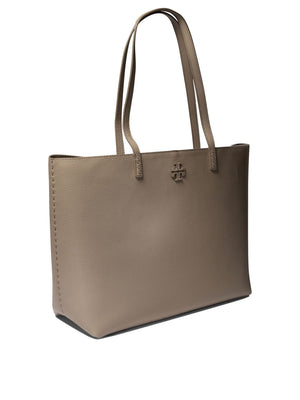 TORY BURCH McGraw Elegant Beige Leather Tote