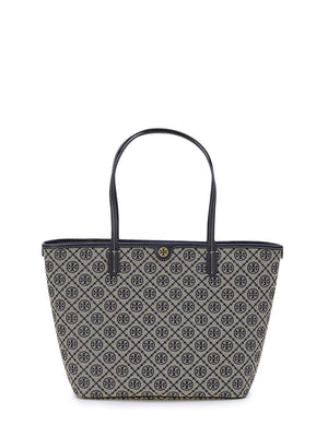 TORY BURCH Canvas Tote Handbag featuring Iconic T Monogram Motif