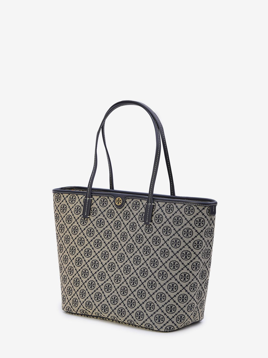 TORY BURCH Canvas Tote Handbag featuring Iconic T Monogram Motif