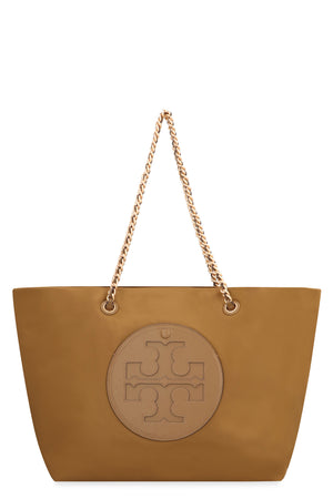 TORY BURCH Raffia Chain Logo Patch Tote Handbag for Women