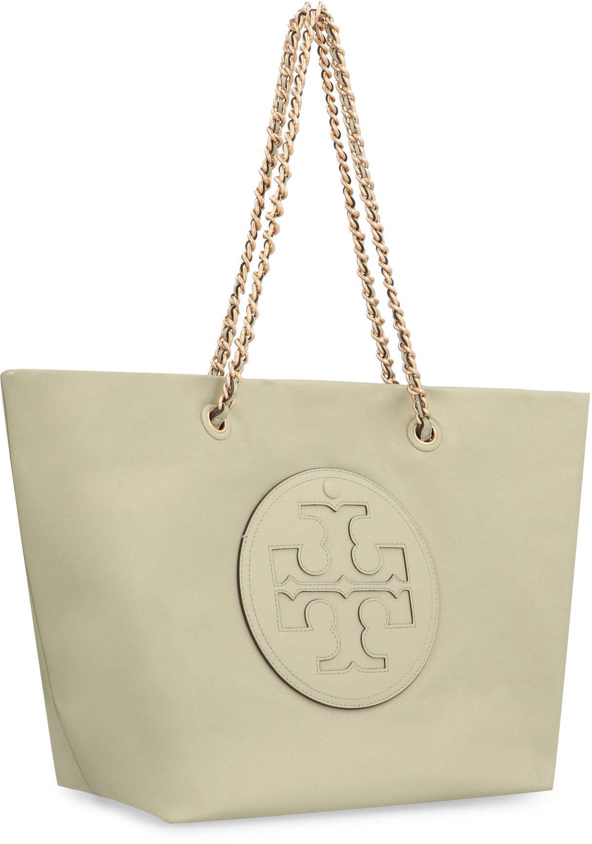 TORY BURCH Raffia Chain Logo Patch Tote Handbag for Women