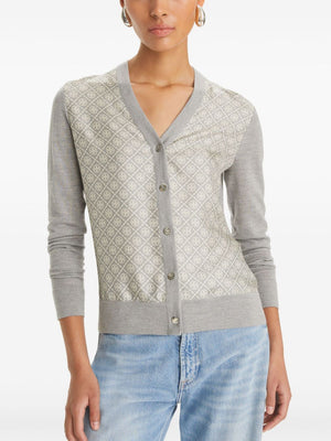 TORY BURCH Luxury Wool V-Necked Cardigan