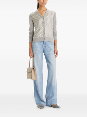 TORY BURCH Luxury Wool V-Necked Cardigan