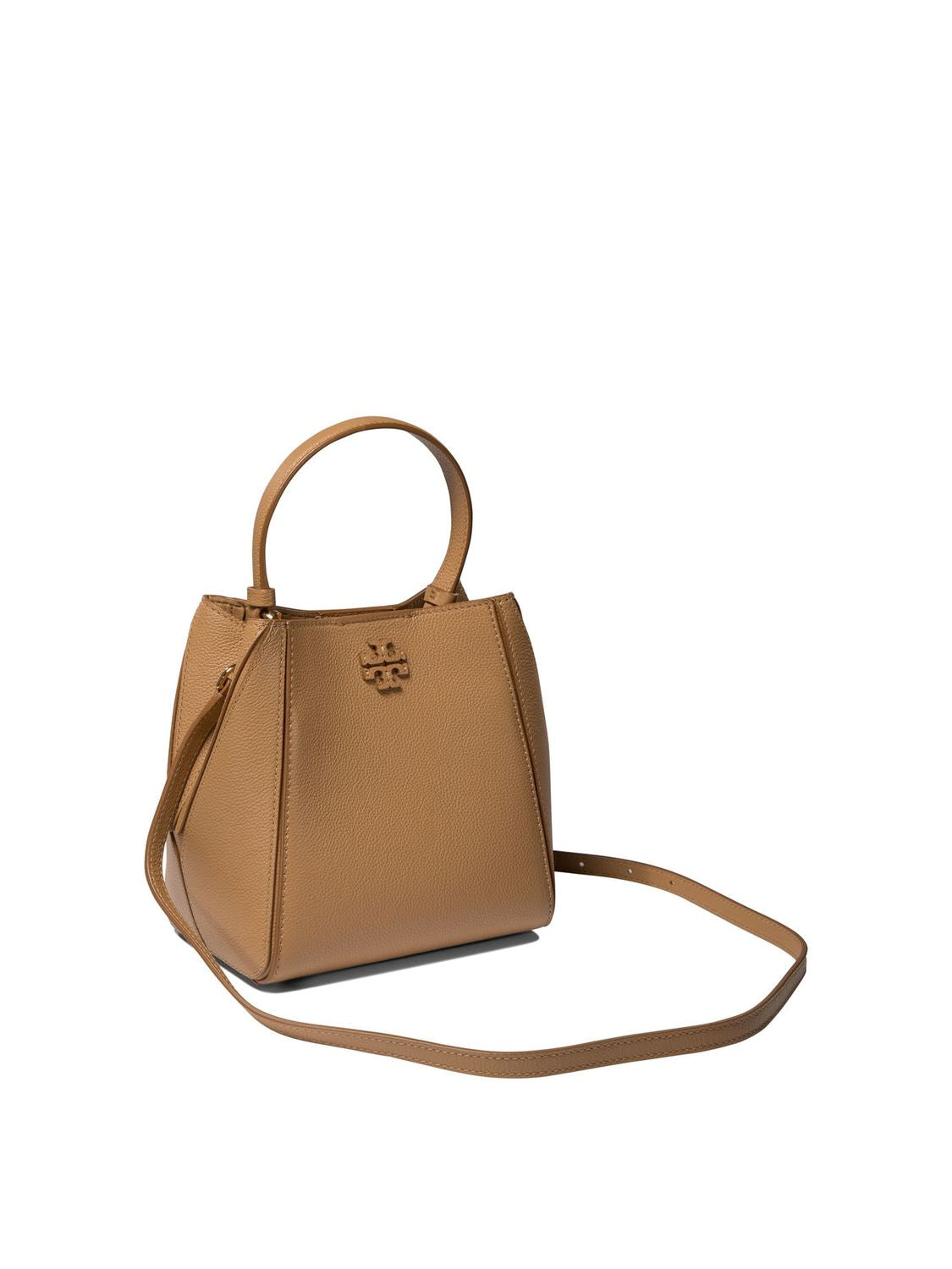 TORY BURCH McGraw Small Leather Bucket Bag in Brown