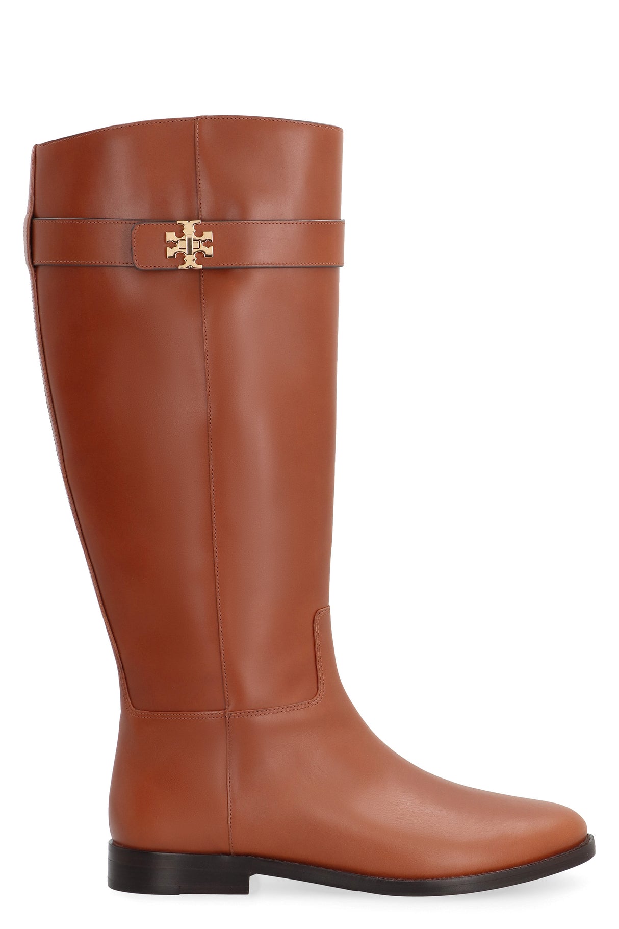 TORY BURCH Classic T Lock Leather Boots - 39 cm Shaft Height