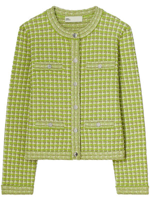 TORY BURCH Kendra Jacquard Knit Cardigan with Four Front Pockets