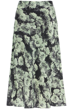 TORY BURCH Floral Print Satin Midi Skirt